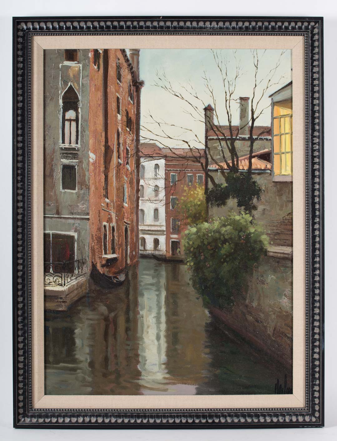 Appraisal: Framed oil on canvas of a Venetian canal Undernumber