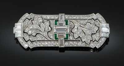 Appraisal: An Art Deco Platinum and Diamond Brooch Mounted in platinum