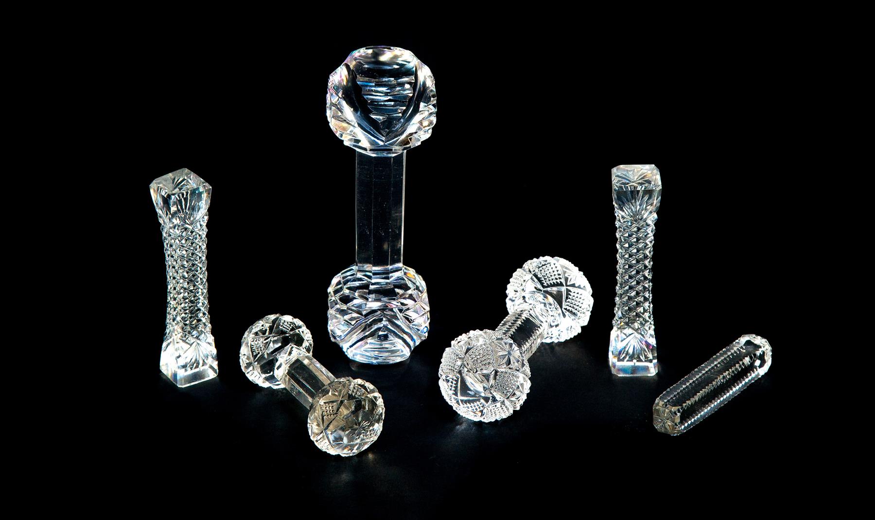 Appraisal: SIX CUT GLASS KNIFE RESTS American late th-early th century