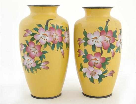 Appraisal: Pair Japanese cloisonne vases Akagi Shoten mid th century vibrant