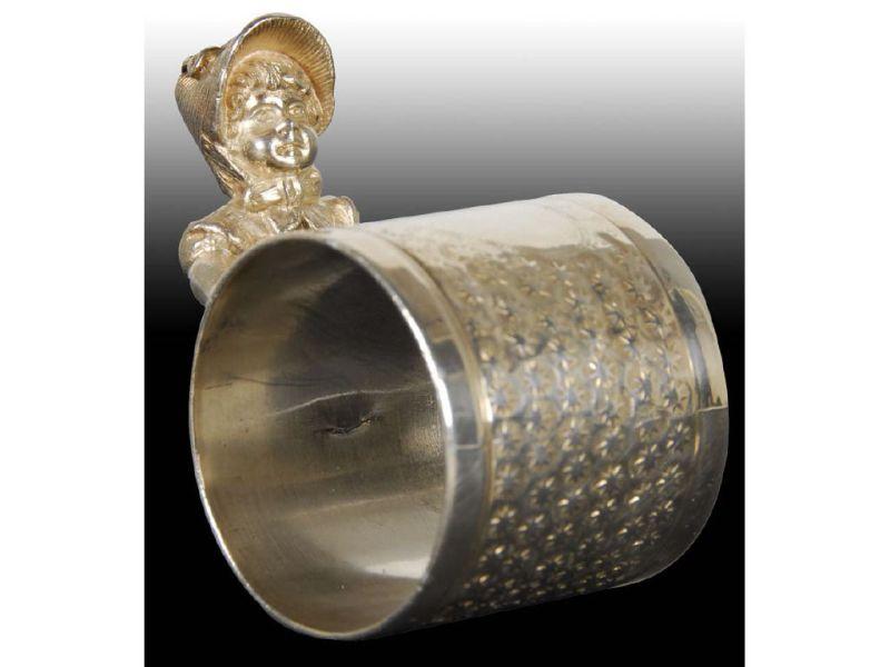 Appraisal: Kate Greenaway Girl Pushes Figural Napkin Ring Description No manufacturer's