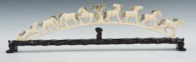 Appraisal: A Carved Ivory Tusk Depicting Eight Horses The well carved