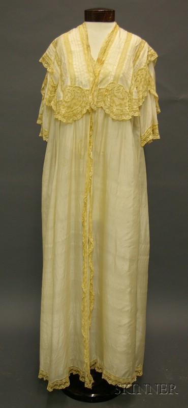 Appraisal: th Century Silk Night Dress and Four Lace Trimmed Night