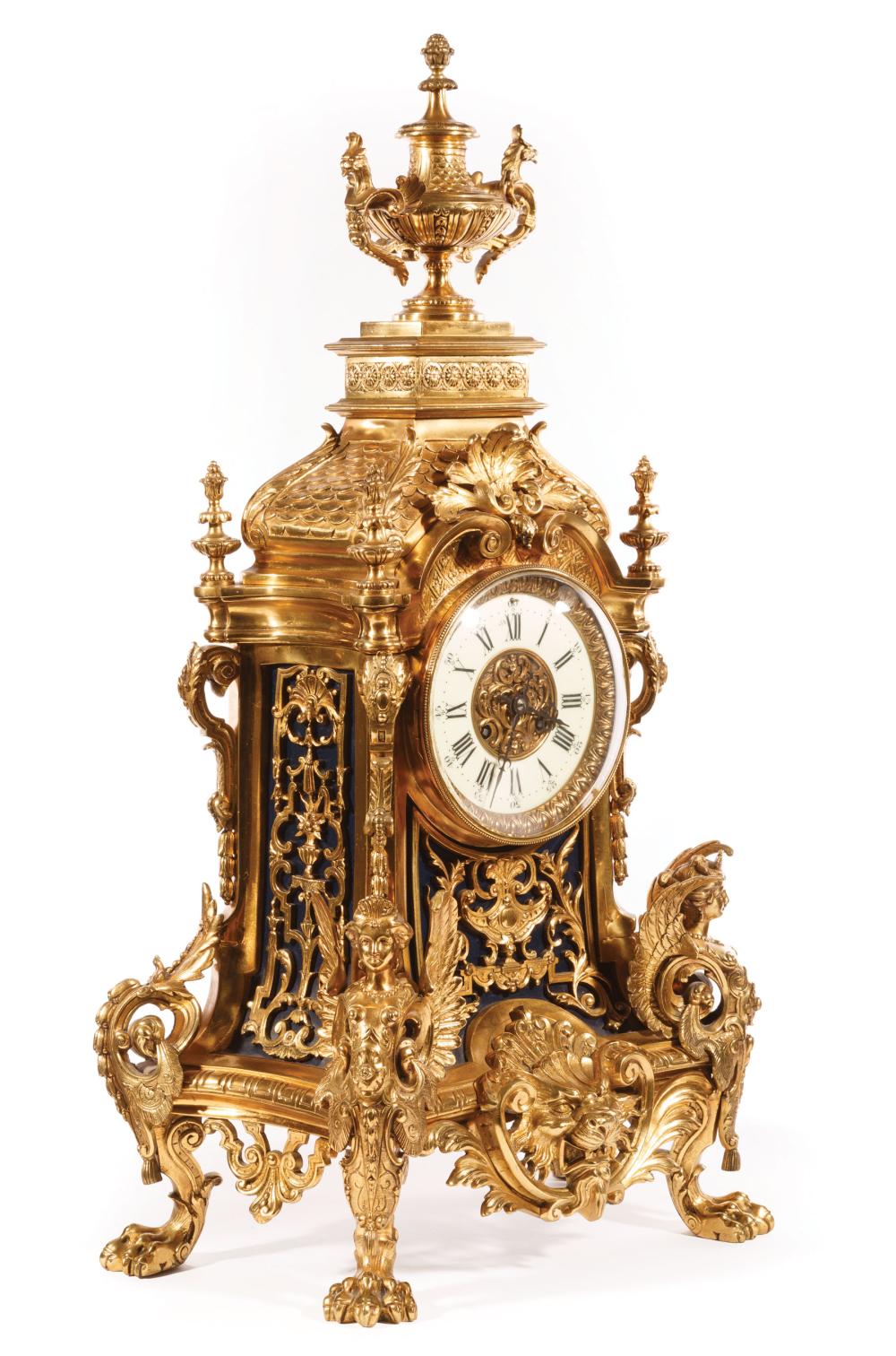 Appraisal: Louis XVI-Style Bronze Mantel Clock c striking bell movement by