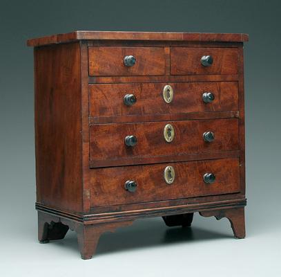 Appraisal: Miniature English Georgian chest figured mahogany with red cedar and