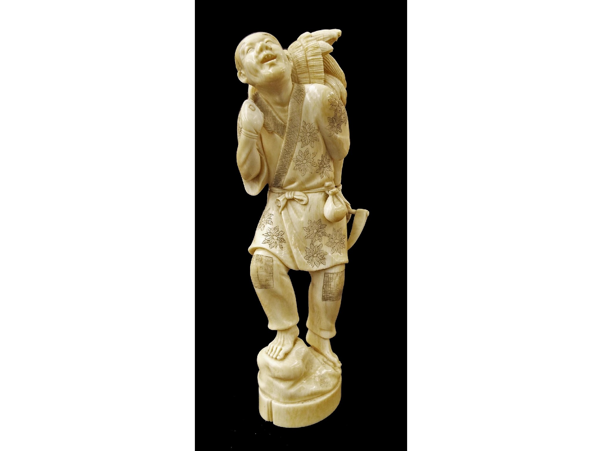 Appraisal: Japanese ivory okimono signed Mitsuyuki carved and modelled as gentleman