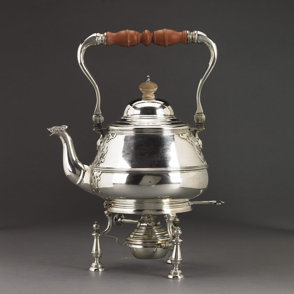 Appraisal: English Silver Kettle on Lampstand Walker Hall Co Birmingham cm