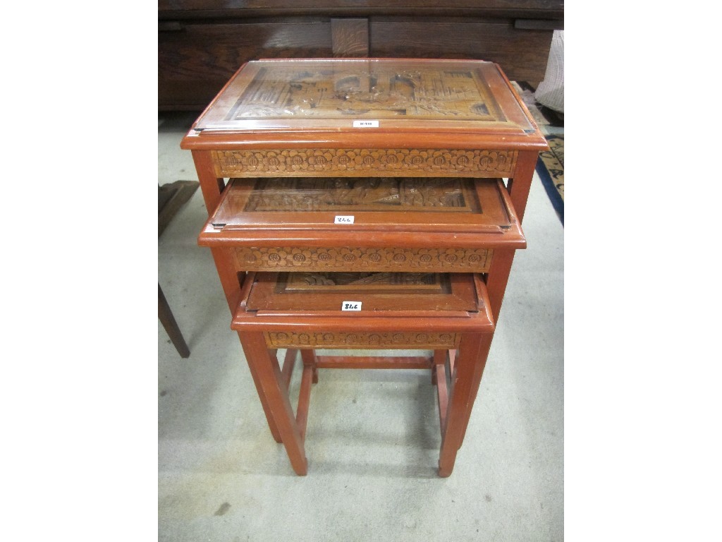 Appraisal: Chinese style nest of three hardwood tables