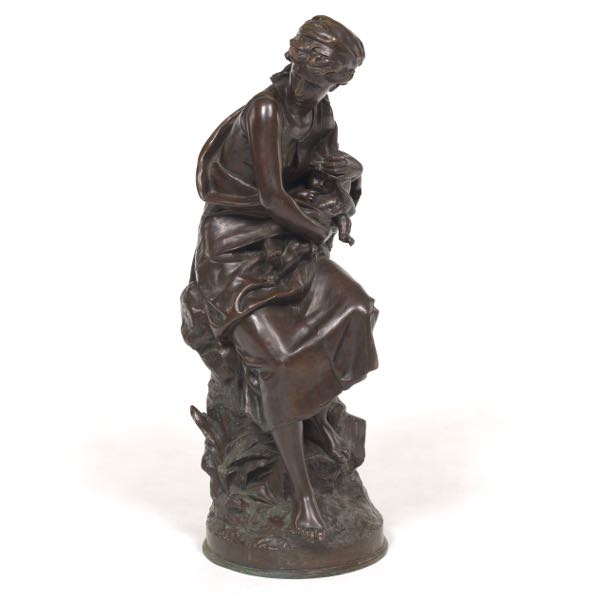 Appraisal: MATHURIN MOREAU FRENCH - Mother Protecting Her Child Cast bronze