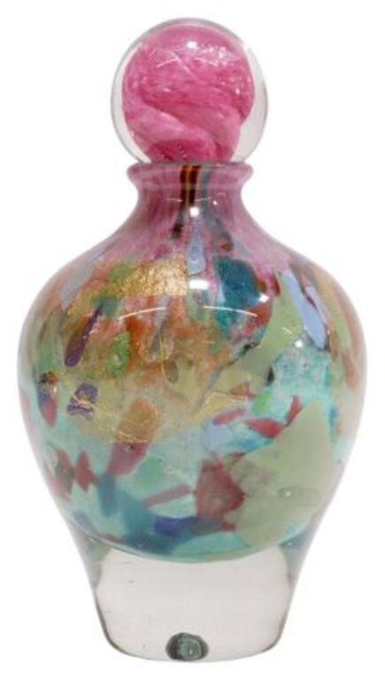 Appraisal: Studio blown art glass vase with stopper signed J C