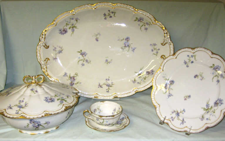 Appraisal: HAVILAND CIE LIMOGES - Porcelain dinner service blue flowers on