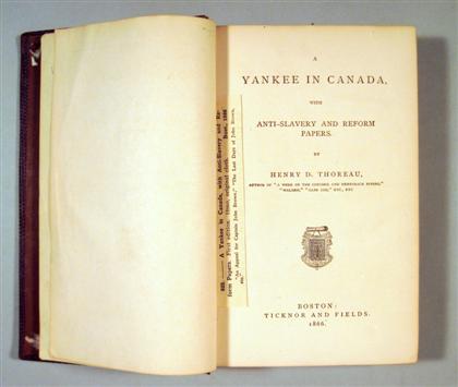 Appraisal: vol Thoreau Henry D A Yankee in Canada With Anti-Slavery