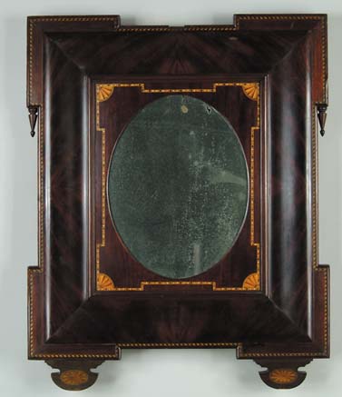 Appraisal: FANTASTIC MAHOGANY INLAID OGEE TYPE MIRROR Ogee type inner mirror