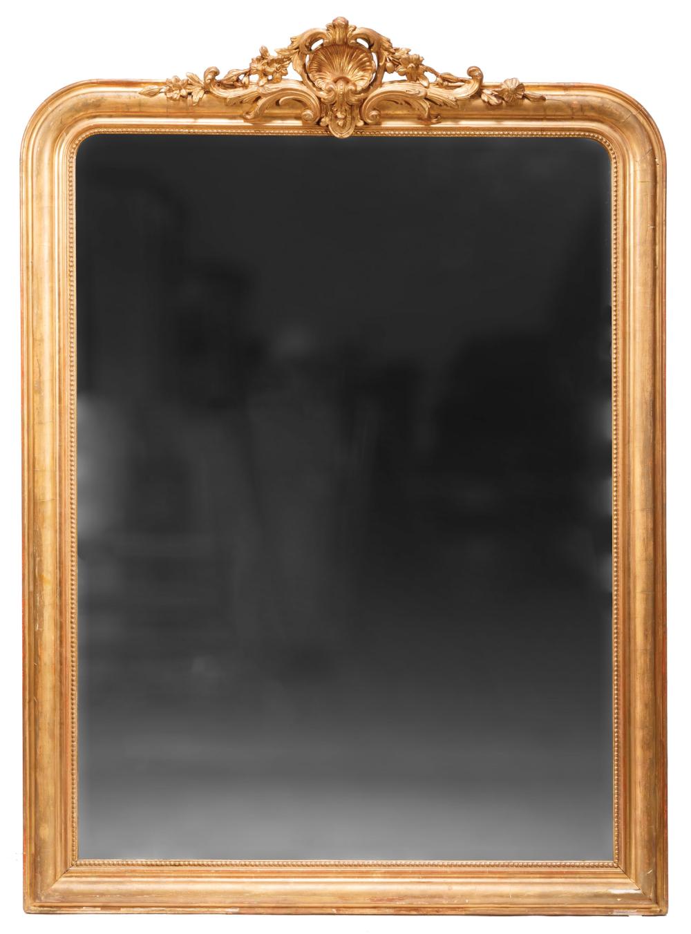 Appraisal: Louis Philippe Gilt Overmantel Mirror early-to-mid th c pierced shell