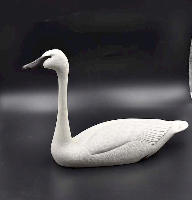 Appraisal: Carved wooden swan Carved wooden swan signed Buckeye Joe Wooster