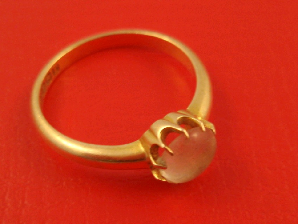 Appraisal: A Victorian ct gold ring set with a round cabachon