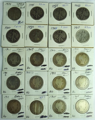 Appraisal: Silver Half Dollars coins are Barber Halves - different dates