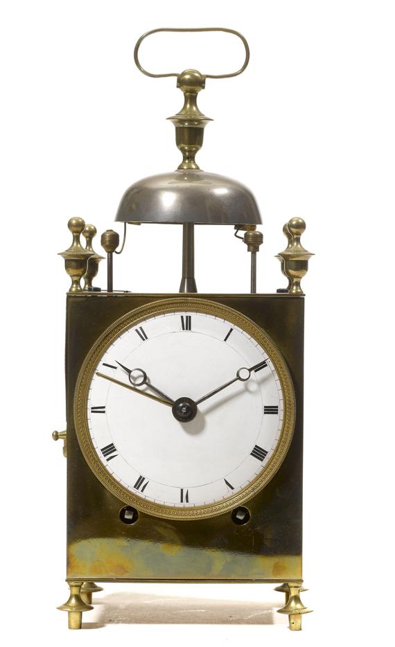 Appraisal: A CAPUCINE CLOCK WITH ALARM Restauration France circa Brass case