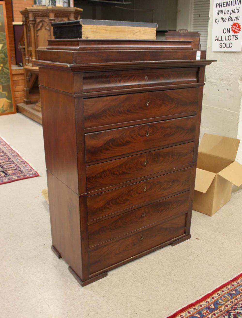 Appraisal: EMPIRE MAHOGANY CHEST ON CHEST Hollard labeled early th century