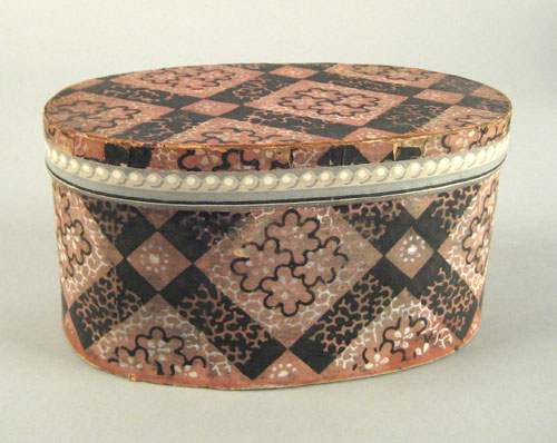 Appraisal: Wallpaper dresser box mid th c with black and white