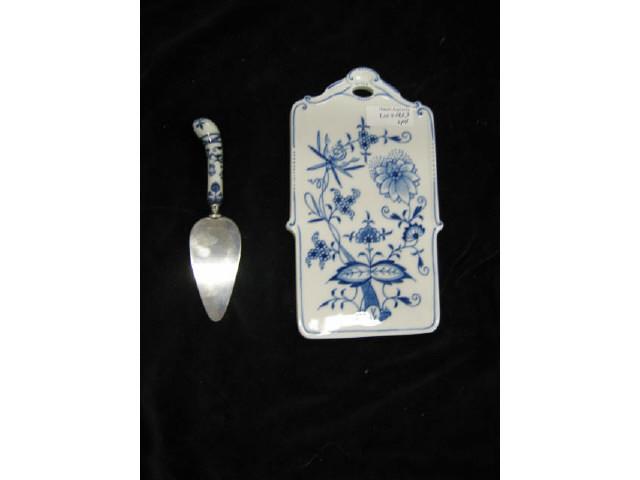 Appraisal: pcs Blue Onion Porcelain cheese board cheese knife