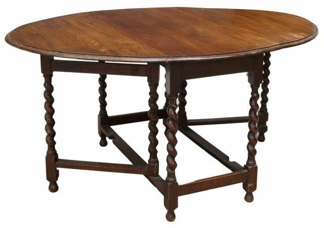 Appraisal: English oak drop-leaf table early th c demilune drop leaves