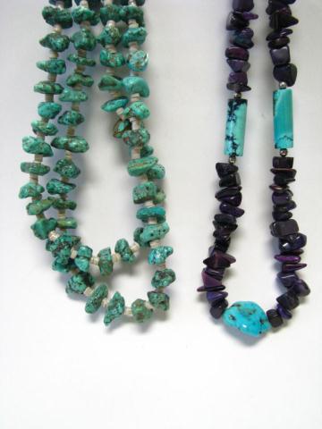 Appraisal: Two strands of Native American beads including double strand turquoise