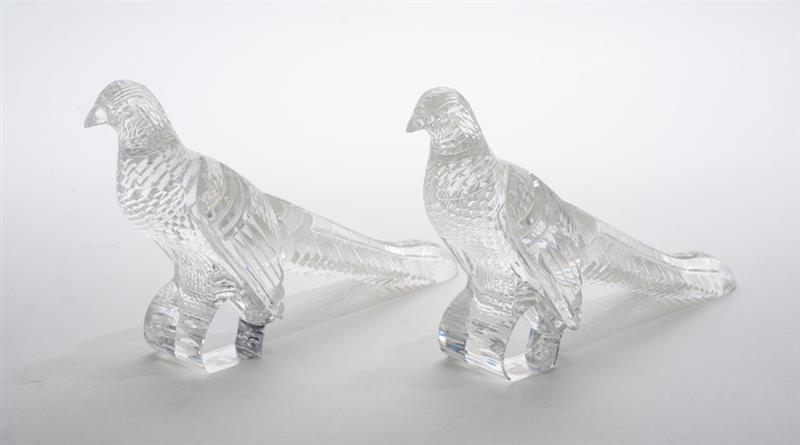 Appraisal: PAIR OF CUT-GLASS PHEASANT-FORM FIGURES x in Estimate -