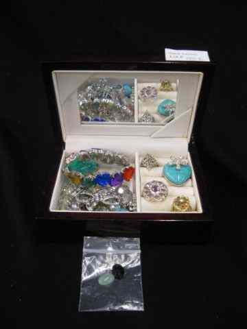 Appraisal: Lot of Costume Jewelry in jewelry box porcelain heart box