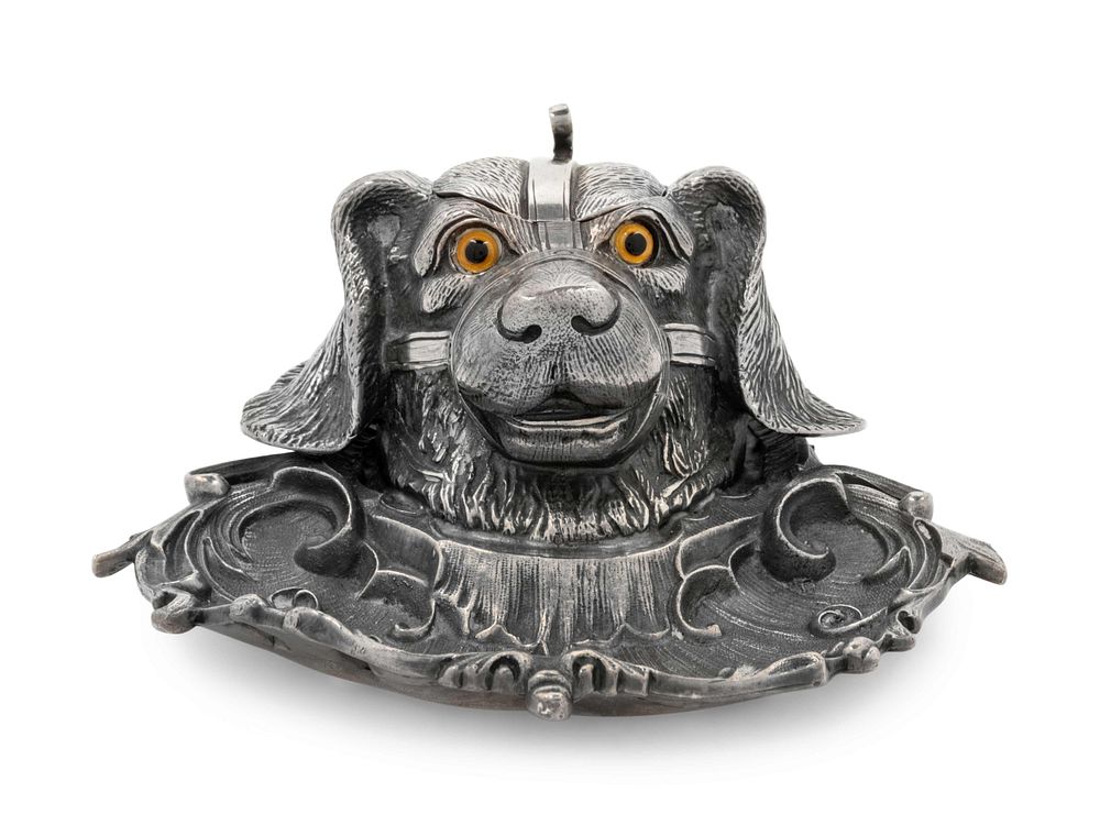 Appraisal: An English Silver-Plate Zoomorphic Ink Well An English Silver-Plate Zoomorphic