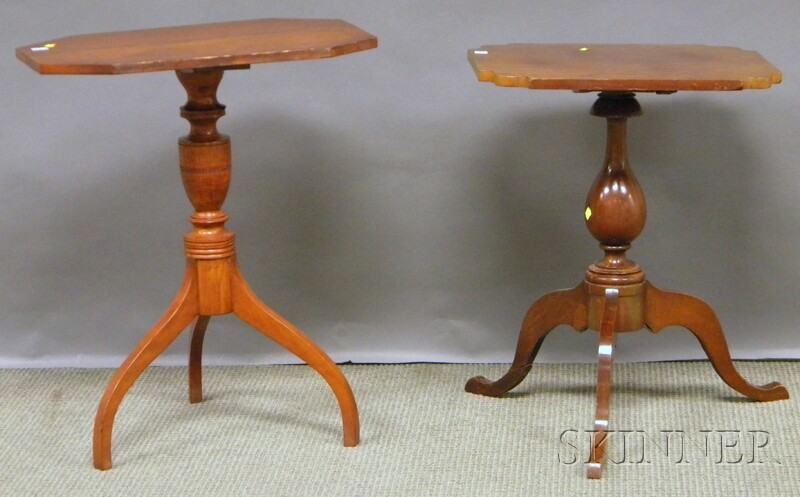 Appraisal: Late Federal Maple Candlestand and a Country Classical Cherry Tilt-top