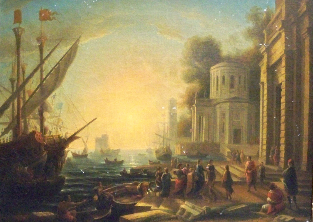 Appraisal: After Claude Lorrain Italian Harbours at Sunset Two Oil on