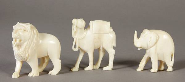 Appraisal: A group of nine miniature ivory animals including five tiny