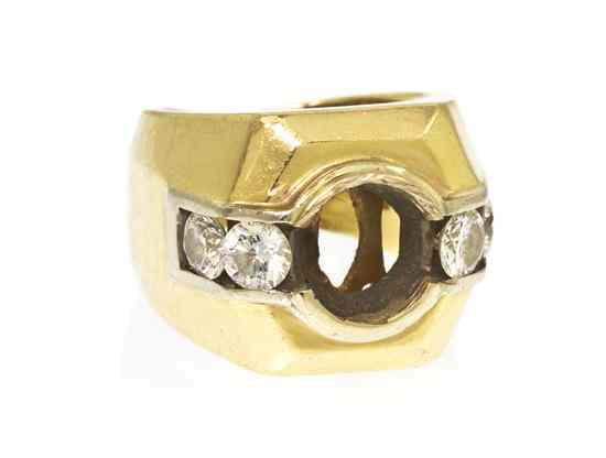 Appraisal: A Karat Gold and Diamond Ring Setting containing four round