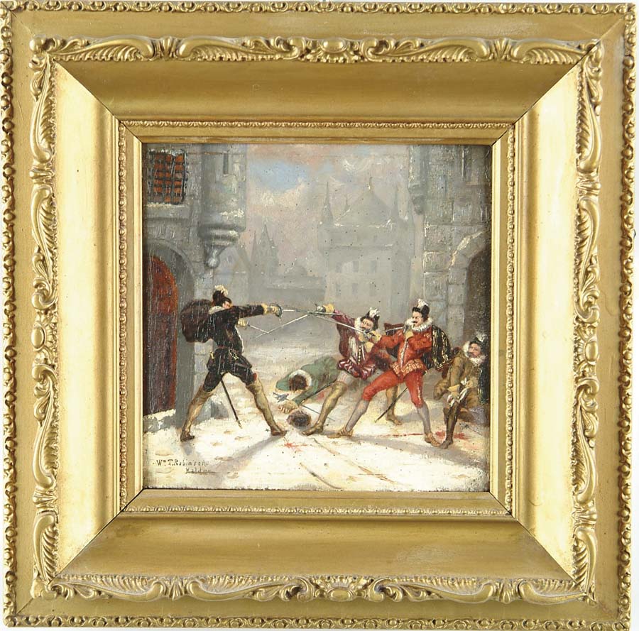 Appraisal: WILLIAM T ROBINSON American - THE SWORD FIGHT Oil on