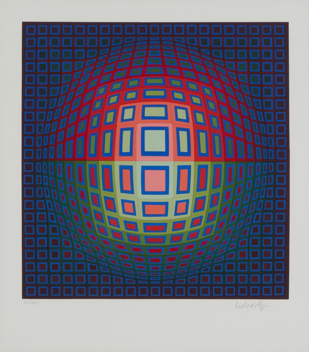 Appraisal: Victor Vasarely - French Blue composition Screenprint in colors on