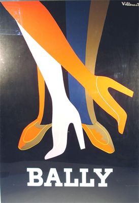 Appraisal: Bally Shoes' an advertising poster by Bernard Villemot framed signed