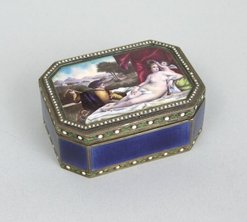 Appraisal: An Antique Enameled Snuff Box With hinged lid and canted