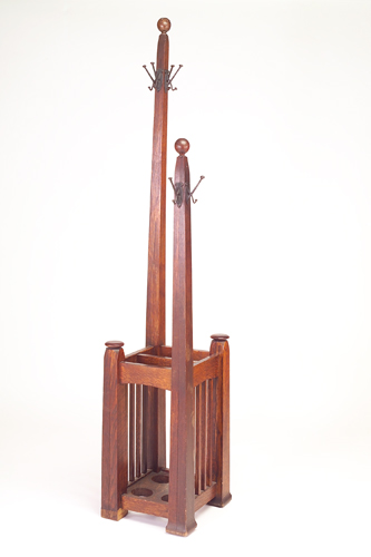 Appraisal: STICKLEY BROTHERS Coat rack umbrella stand with round and bun-shaped