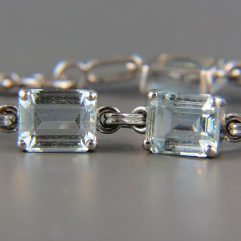 Appraisal: Aquamarine Bracelet emerald cut gems weighing carats in k white