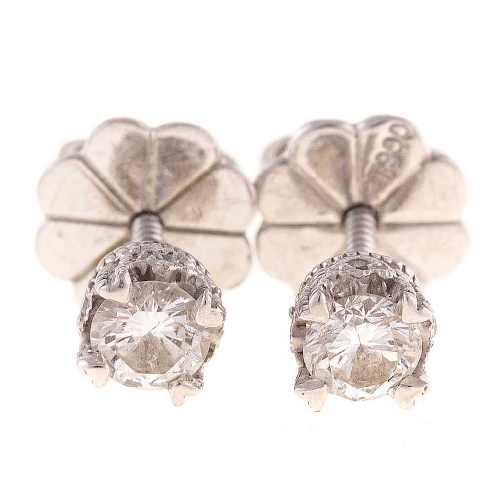 Appraisal: A Ladies Pair of Diamond Studs in Platinum Platinum earrings