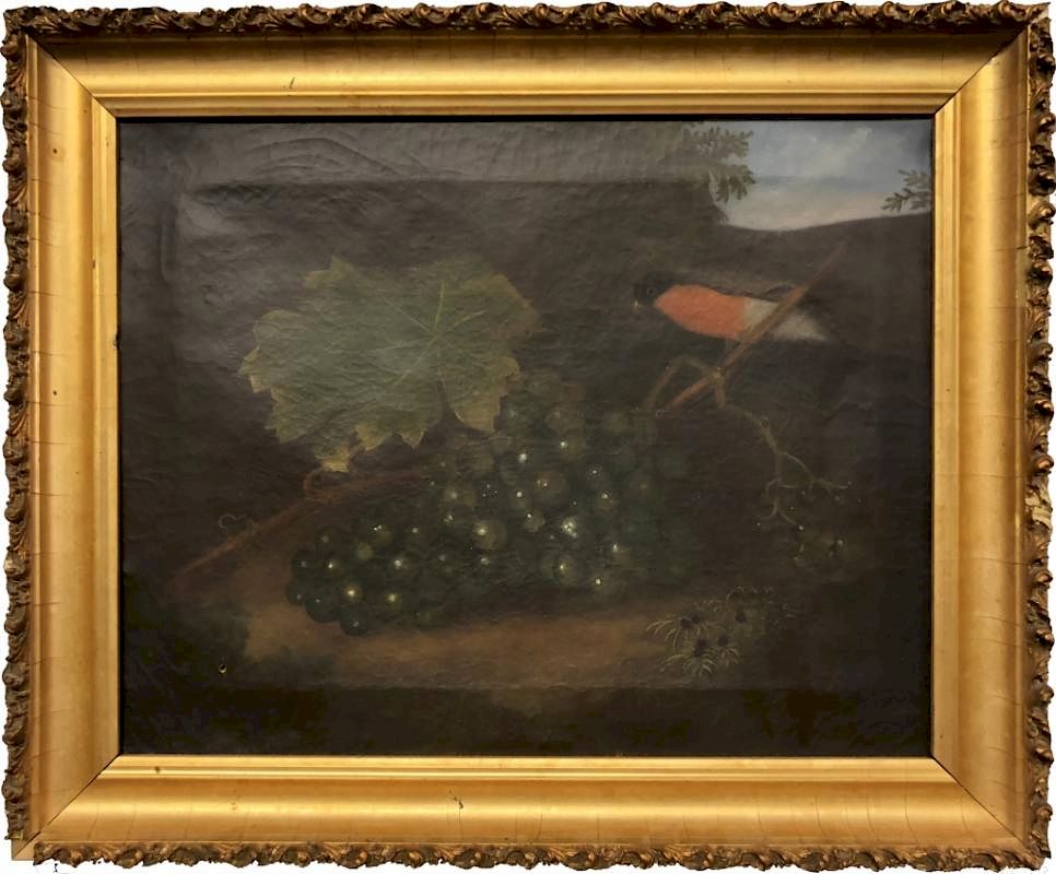 Appraisal: Robert Street Oil on Canvas Still Life of a Robin