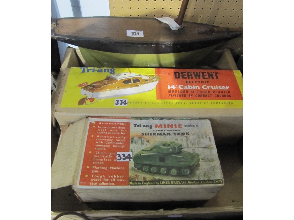 Appraisal: Lot comprising Minic model tank Tri-ang model boat and a