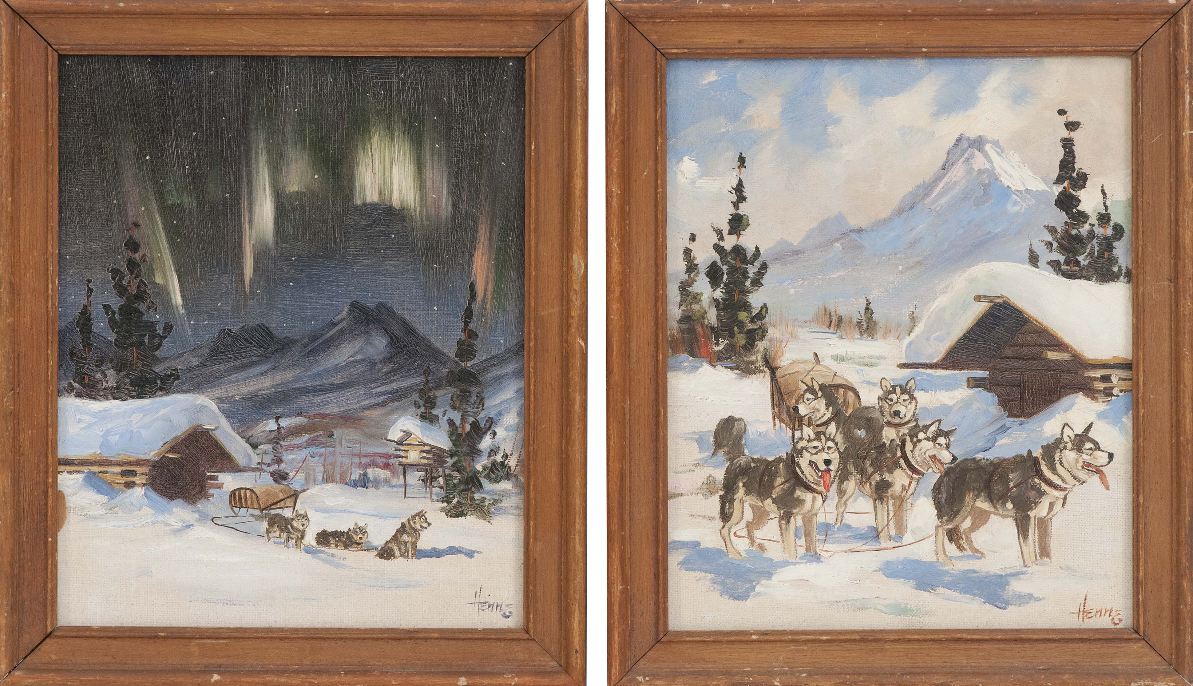 Appraisal: ELLEN HENNE GOODALEAlaska - Pair of Alaskan scenes with sled