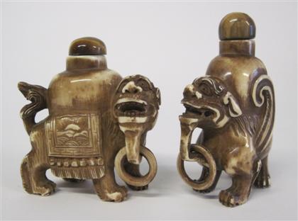 Appraisal: Two Chinese carved ivory snuff bottles th century