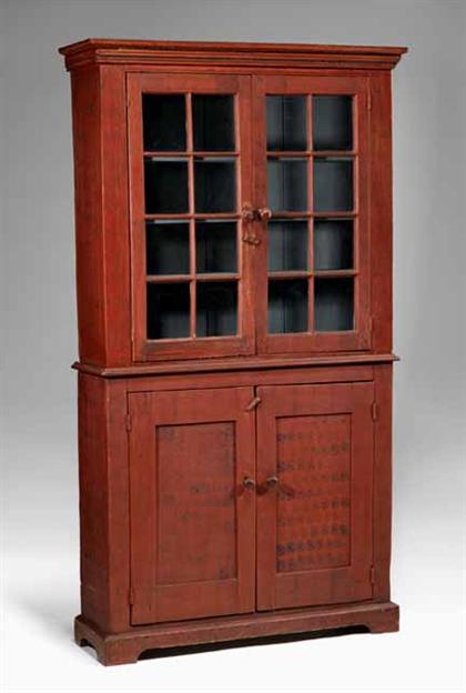 Appraisal: David Ellinger - Paint decorated cupboard pennsylvania th century In