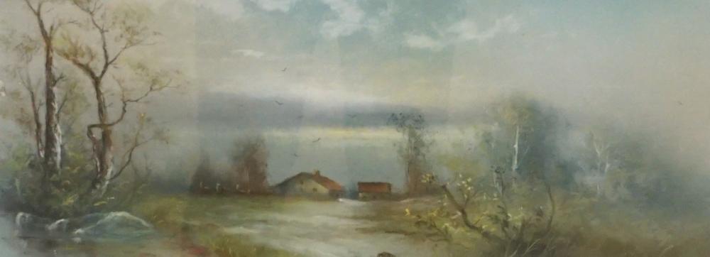 Appraisal: TH CENTURY SCHOOL RURAL LANDSCAPE PASTEL ON PAPER FRAME X