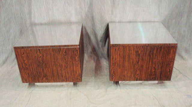 Appraisal: Pair of Midcentury Rosewood and Mirrored End Tables Possibly Harvey