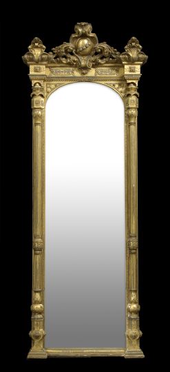 Appraisal: American Renaissance Revival Giltwood Walnut and Marble Pier Mirror and