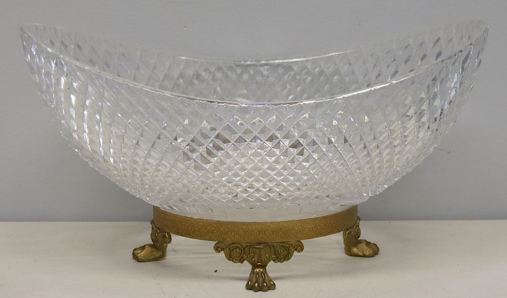 Appraisal: Fine Cut Glass Antique Centerpiece With Bronze Mount From an